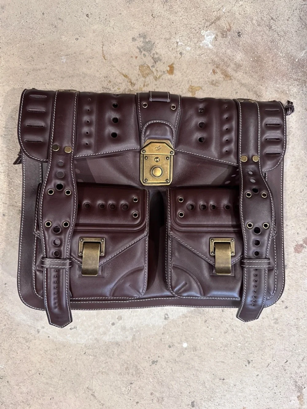Proenza Schouler PS1 Satchel Brown Leather Messenger Bag Crossbody Y2K